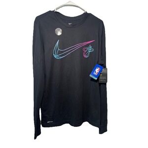 Nike NBA Miami Heat Logo Dri-FIT Long Sleeve T-shirt Size Small-New